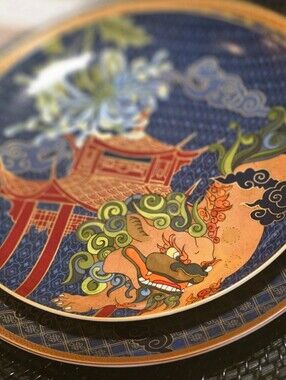 Williams Sonoma Lunar New Year Foo Dog Guardian Lion | Rare Retired Salad Plate